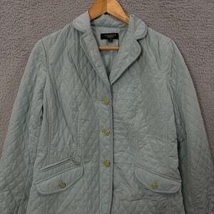 Talbots Coat Womens 8 Blue Pastel Color Long Sleeve Quilted Jacket‎ Coat